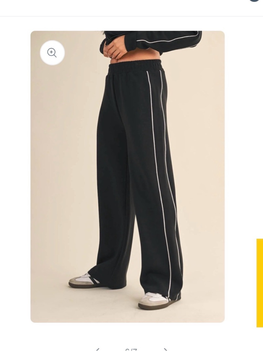 Black Wide-Leg Track Pants with Contrast Piping - Picture 4 of 5